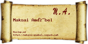 Maksai Amábel névjegykártya